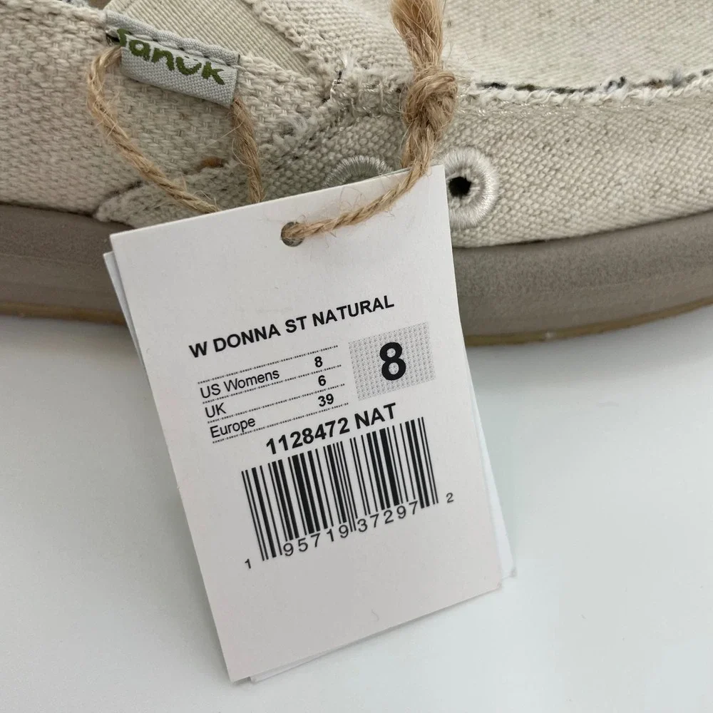 Sanuk Donna ST Natural Womens 8 Hemp Canvas Blanket Slip On‎ Loafer Shoes New